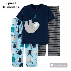 NWT Carter's 3 piece Sloth pajamas, 18 mon